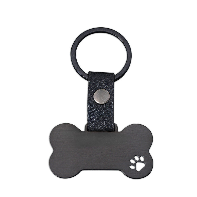 Metal Leather Iron Fang Bone Keyring