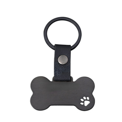 Metal Leather Iron Fang Bone Keyring