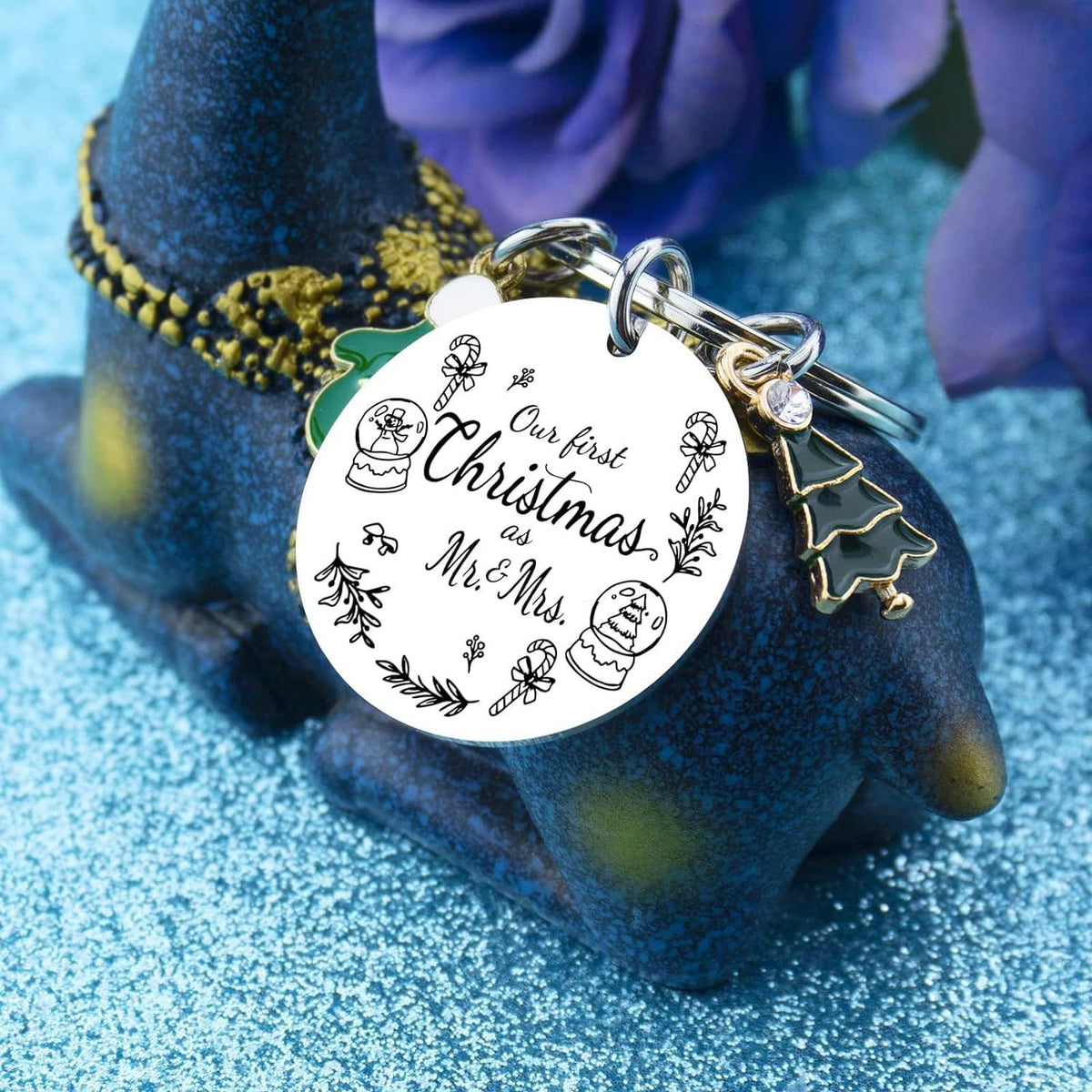 Custom Christmas Metal Round Keyring
