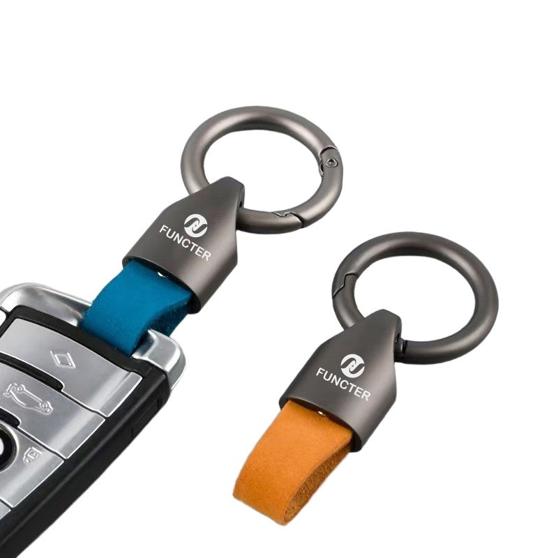 Metal Leather Car Circle Key Chain Decor