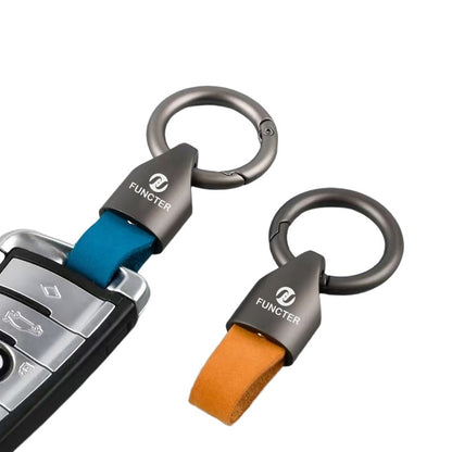 Metal Leather Car Circle Key Chain Decor