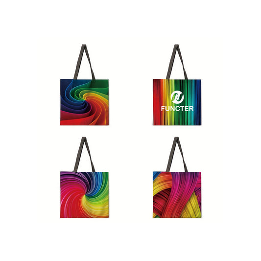 Rainbow Colorful Reusable Large Capacity Polyester Shopping Bag 16.14 x 16.14"