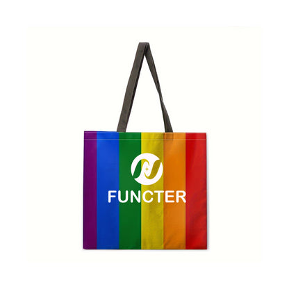 Rainbow Pattern Recycle Use Large Capacity Colorful Polyester Bag 16.14 x 16.14"