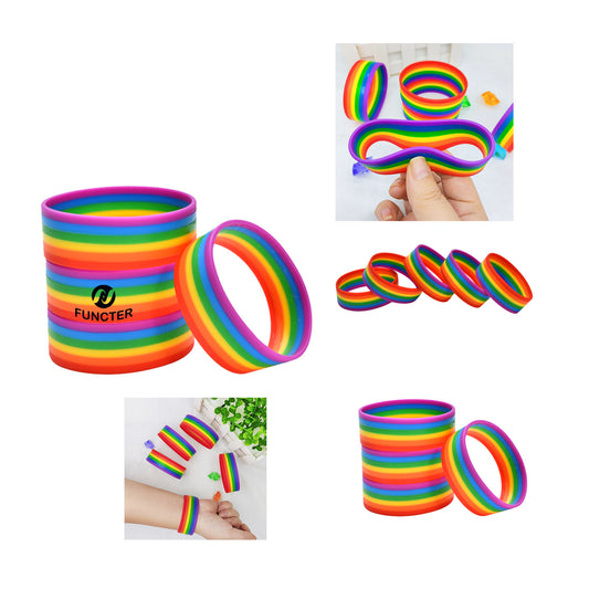 Rainbow Silicone Wristband 8 x 1"
