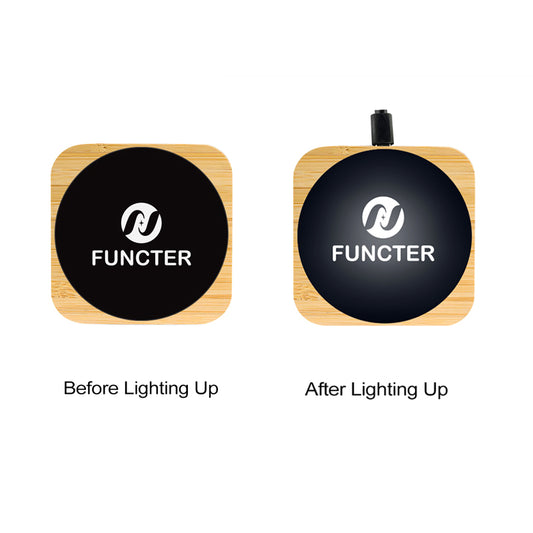 Bamboo Square Flashing LED Light Up Wireless Charger