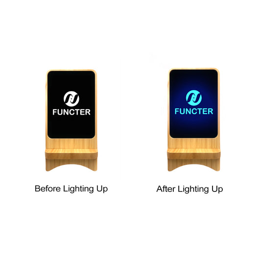Bamboo Flashing LED Light Up Wireless Charger W/ Phone Stand