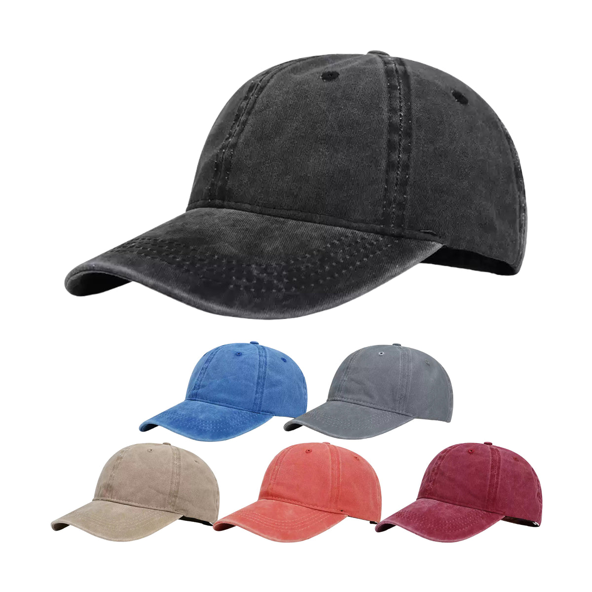 Retro Distressed 4-Panel Washed Cotton Baseball Cap
