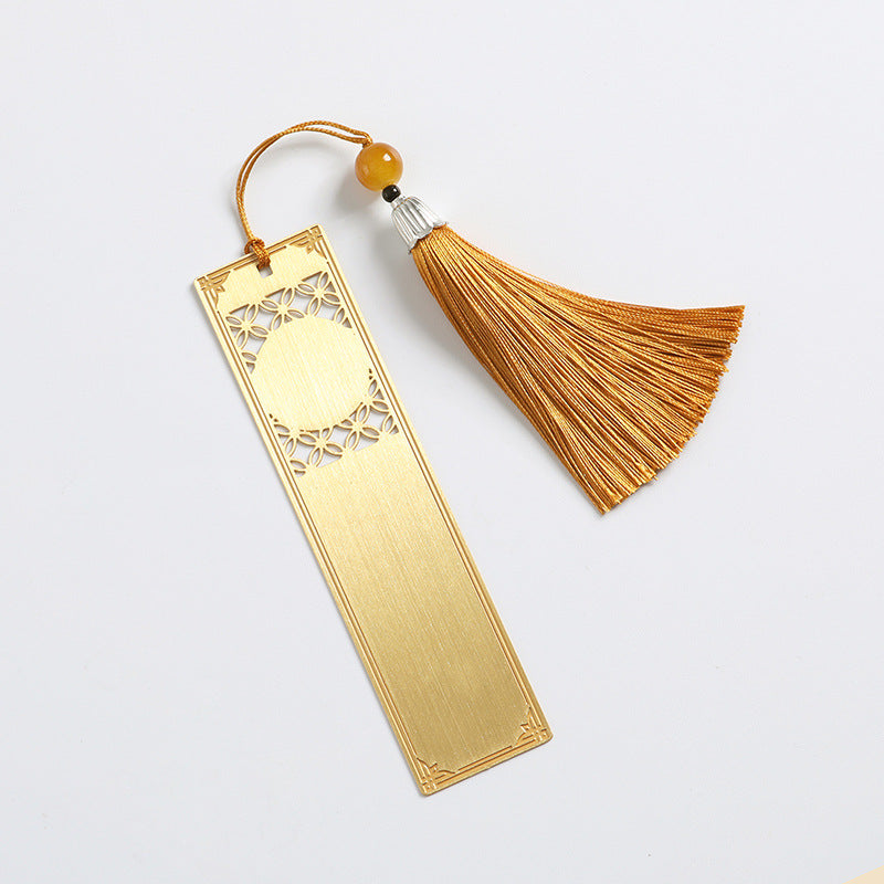Circle Hollowed Out Metal Bookmark With Tassel