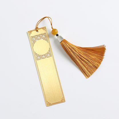 Hollowed Out Circle Metal Bookmark With Tassel